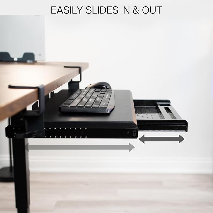 VIVO Large Keyboard Tray Under Desk Pull Out Platform with Pencil Drawer, Extra Sturdy C Clamp Mount, 27 (33 Including Clamps) x 11 inch Slide-Out Tray with Storage Drawer, Black, MOUNT-KB05-4D - Image 7