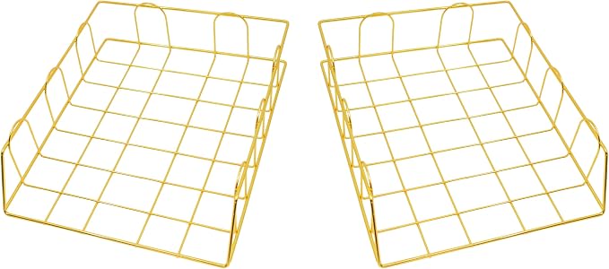 Gold Stackable W 9.75" X L 12" Desk Organizer Tray Set (2-Tier) - Image 3