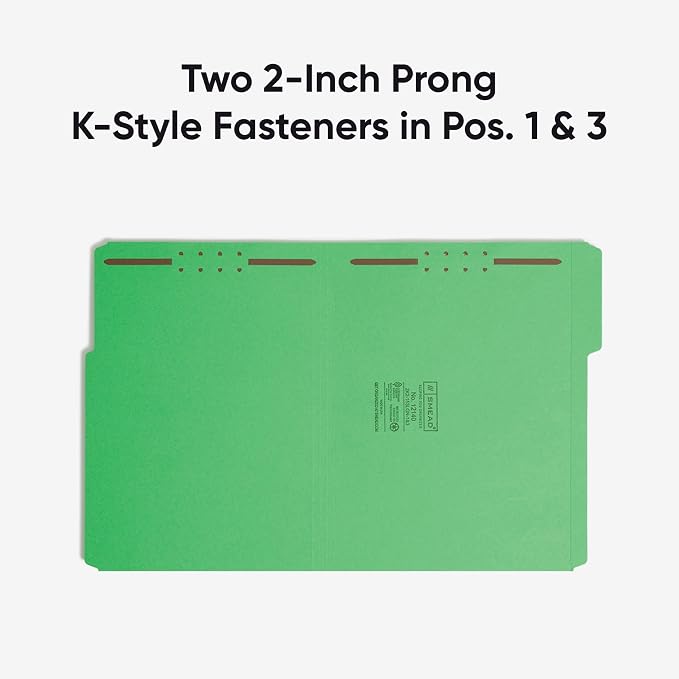 Smead Fastener File Folders, Reinforced 1/3-Cut Tabs, 2 Fasteners, Letter Size, Green, 50 per Box (12140) - Image 6