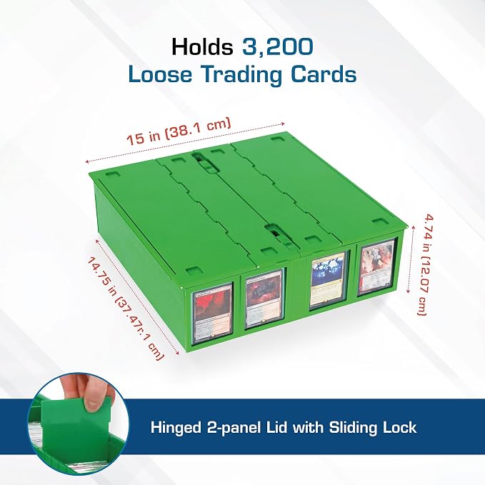 BCW Collectible Card Bin (4-Pack, Green) | Holds 3,200 Cards Each | Includes 4 Dividers Per Bin | Storage for Pokémon, MTG & Sports Cards - Image 3