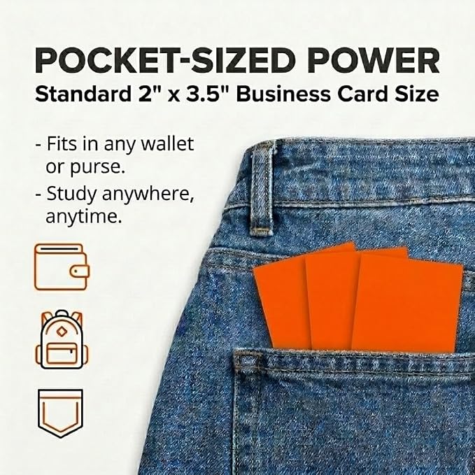 Mini Flash Cards 1000 Pack, Neon Study Cards for Active Recall, USA Made | Color-Coded Learning Cards for Vocabulary, Nursing School, Language Learning, Memory Retention & Exam Prep - Image 5