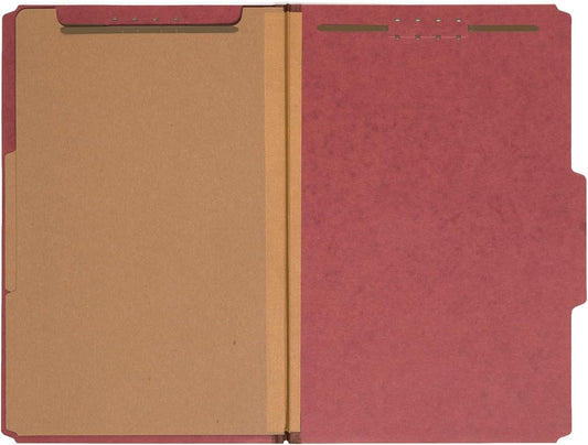 Smead Value Filing 100% Recycled Pressboard Classification File Folder, 1 Divider, 2" Expansion, Legal Size, Red, 10 per Box by SMEAD