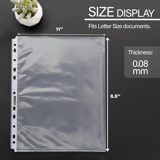 BAZIC Products Heavy Weight Sheet Protectors, Top-Load, Letter, 10 Pack | letter size, heavy weight top-loading sheet protectors, acid-free poly, Fit 3-ring binders, Clear front and back - Image 2