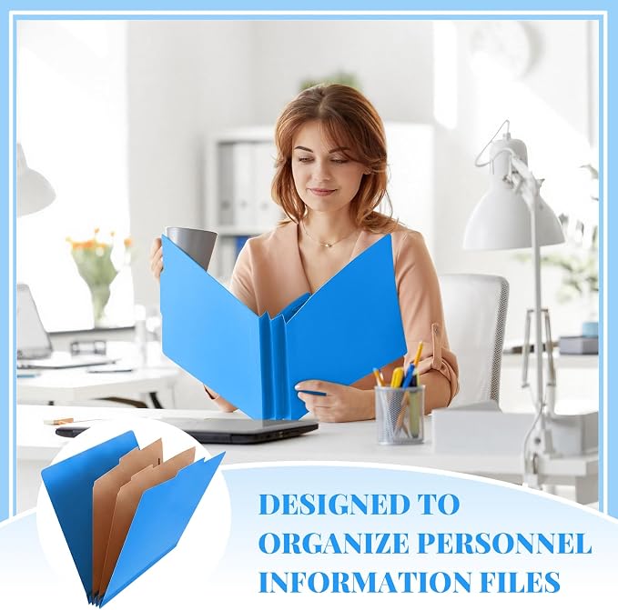 AmazingSpark 24 Pcs Classification Folder Letter Size Bulk 2 Divider Pressboard File Folder with Expansion 2 Prong Fastener Heavy Duty Office File Organizer for School Medical Document(Business Blue) - Image 5