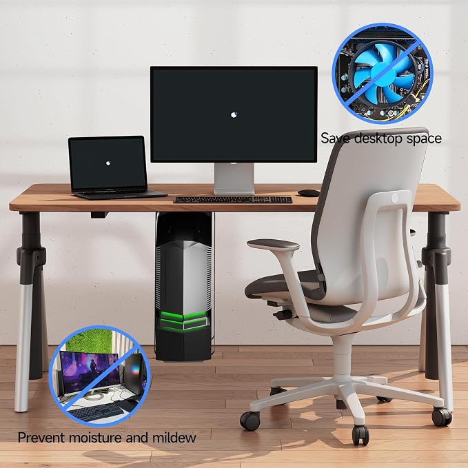 Suptek Uiversal PC Wall Mount,Computer Case CPU Holder Under-Desk PC Holder Adjustable Straps and Steel Bracket,ZJJ004 - Image 2