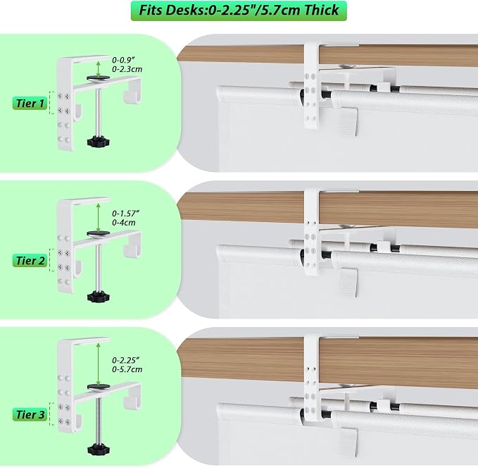 KEEGH Under Desk Cable Management Tray 36", No Drill Cord Organizer, White | Heavy Duty, Large Capacity, 3-Level Clamp Fit 0"-2.5" Desks, Clamp/Screw Mount, for Home, Office, Gaming, Room, Studio - Image 3