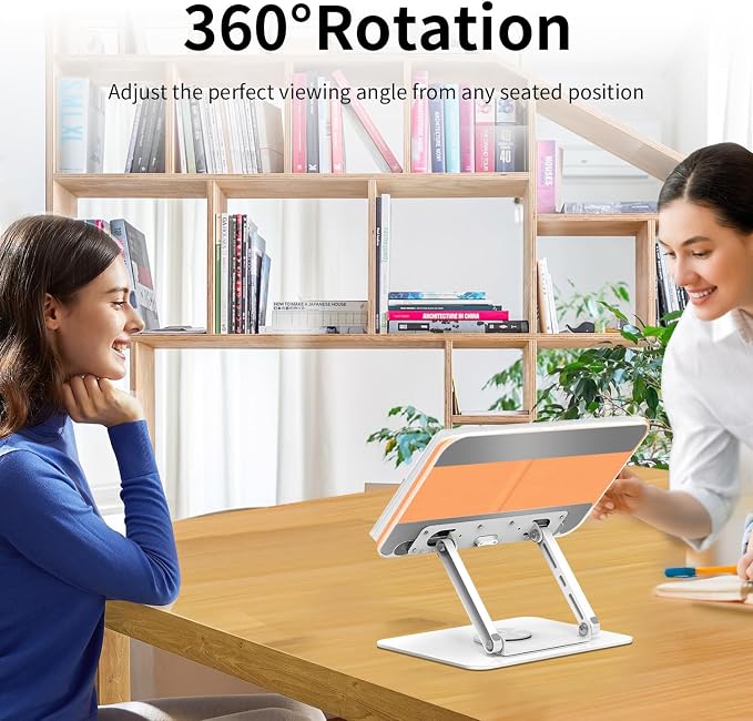 Adjustable Acrylic Book Stand for Reading in Bed, Book Holder Stand for Reading Hands Free, Cookbook Stand for Kitchen Counter, Reading Stand Book Holder for Couch, 360° Rotating & Page Clips - Image 6