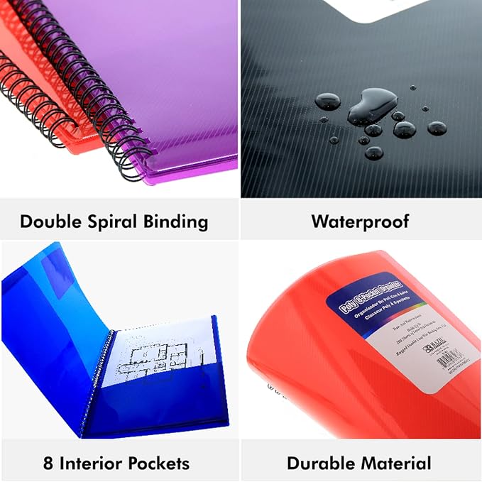 BAZIC Products Assorted Color Poly 8-Pocket Folder Organizer, 6-Set | business card slot, Sorts letter-size 8.5 x 11 in papers - Image 3