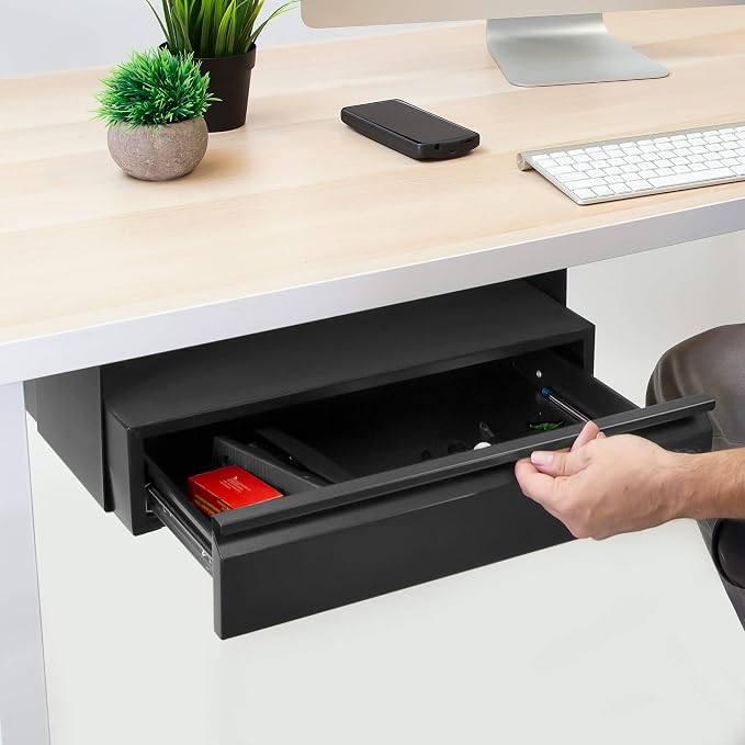 Mount-It! Hidden Under Desk Pull-Out Drawer with Shelf, Heavy-Duty Steel Under Table Storage Organizer, Smooth Slide Track, Fits Desks Over 0.71″ Thick, 11 lb Capacity - Image 8