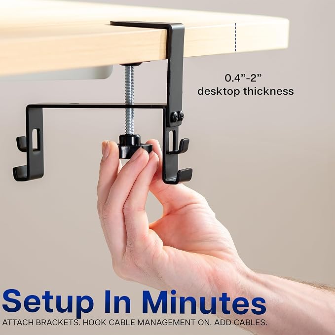 VIVO Clamp-on Under Desk 31 inch Fabric Cable Management Tray, Wire Concealer, Power Strip Storage, Workspace Organization, Easy Fold Down Access, Black, DESK-AC31F-C - Image 8
