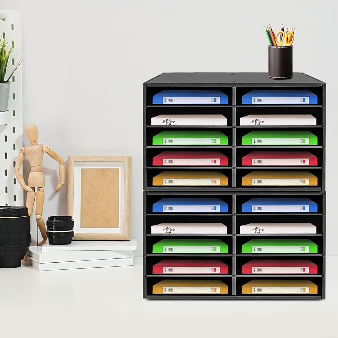 2 Pack 10-Slot Desktop Paper Storage Cabinets File Organizer | Heavy Duty PVC Frame, Adjustable Dividers, Open Access Design, Easy Assembly, Wide Usage Scenarios - Image 3