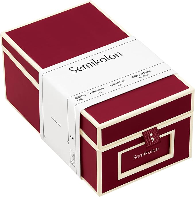 Semikolon - Business Card Box with Alphabetical Tabs, Burgundy by Semikolon