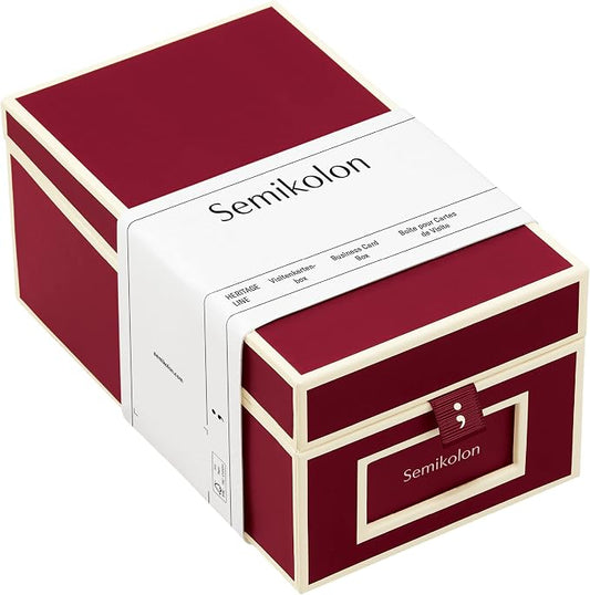 Semikolon - Business Card Box with Alphabetical Tabs, Burgundy by Semikolon