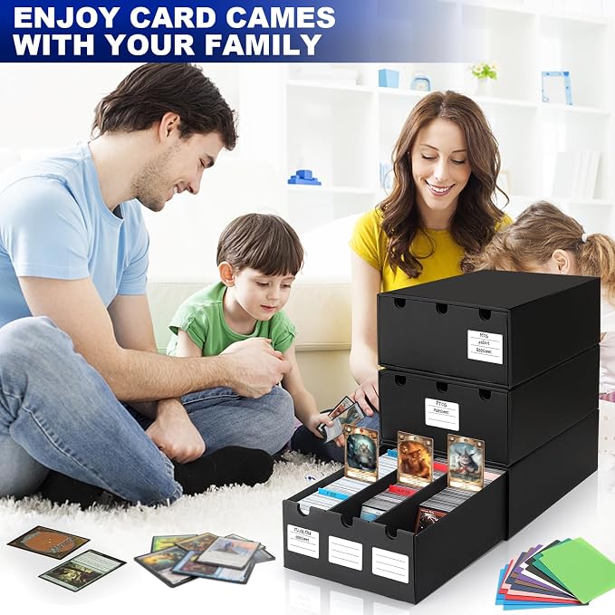 AOBOPLE Trading Card Storage Box,18000+ Cardboard Sports Card Boxes | Bulk Card Boxes with 60 Card Dividers,Labels +Tape,Stackable,Card Organizer for MTG TCG PTCG Sport Cards - Image 8