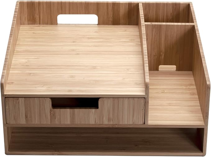 MobileVision Bamboo Paper Tray Office Organizer for Files, Documents, Letter Sorter, Envelopes and Magazine Holder (File & Paper Organizer) - Image 2