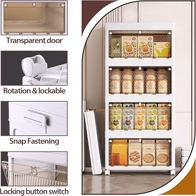 QudraKast 4-Tier Stackable Plastic Storage Bins - 37QT Stackable Storage Bins - Closet Organization and Storage, Suitable for Bedroom, Organization and Storage Boxes for Study, Toy Room, Office - Image 5