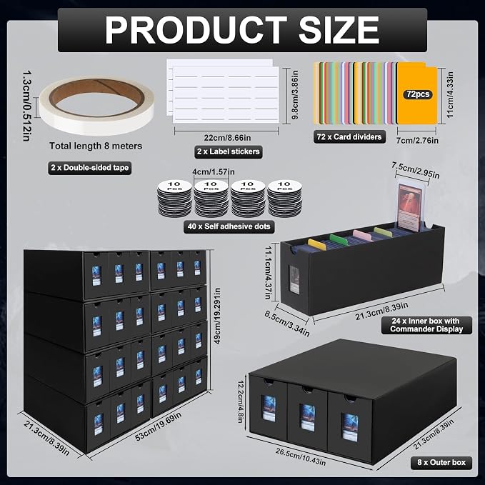 Card Storage Box,14400+ Trading Card Storage 2700+ Toploader Card Storage Box for Commander Display,with 72 Dividers, Labels & Tapes,Fit for TCG, MTG - Image 3