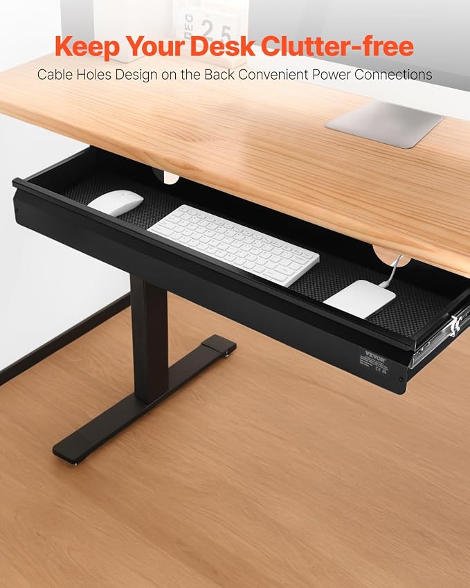 VEVOR Under Desk Drawer Slide Out, 33inch Under Desk Mounted Pull-out Drawer Attachment, Hidden Under Counter Drawers for office Home Sit Stand Workstation, Black - Image 7