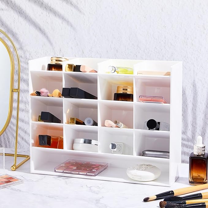 MotiMind Acrylic Pen Organizer Storage for 200 Markers Vertical Marker Organizer Acrylic Pen Display Holder for Office Desk Desktop Stationery Pencil Storage, White, 13 x 4 x 10.2 Inch - Image 5