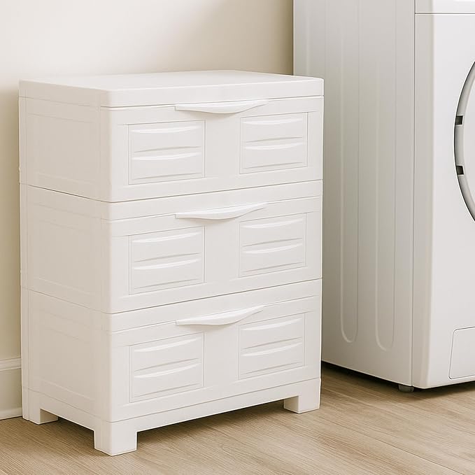 Sunnydaze 29.5" 3-Tier Heavy Duty Garage Storage Drawers, Speckled White | Easy-Clean Plastic Storage Cabinet with Drawers, Includes Anti-Tip Kit, Fully Assembled for Garage, Laundry Room, Office - Image 8