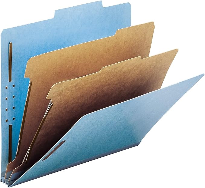 Smead Blue Classification File Folders for Documents, Letter Size, 2 Inch Expansion, 2 Dividers, Durable Pressboard for Legal and Office Files, Blue, 10 Pack (14021) - Image 4