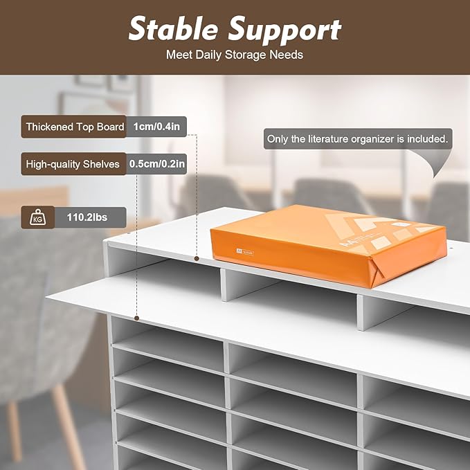 Literature Organizer 27 Slots Compartments Desktop File Sorter Mail Center Paper Storage Cabinet Home & Office Mailbox School Classroom Keepers - Image 5