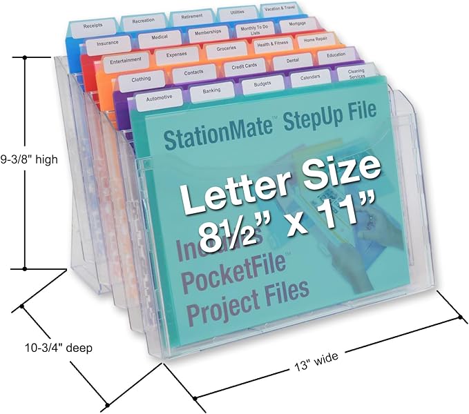 Ultimate Office Step UP File Desktop Organizer Plus 25 Color Poly Folders | Files Your Piles! StationMate Project Manager Keeps 25 of Your Most Important Projects at Your Fingertips and In Clear View - Image 6