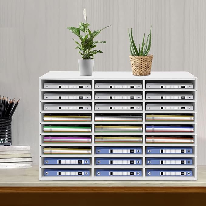 Literature Organizer 27 Slots Compartments Desktop File Sorter Mail Center Paper Storage Cabinet Home & Office Mailbox School Classroom Keepers - Image 2