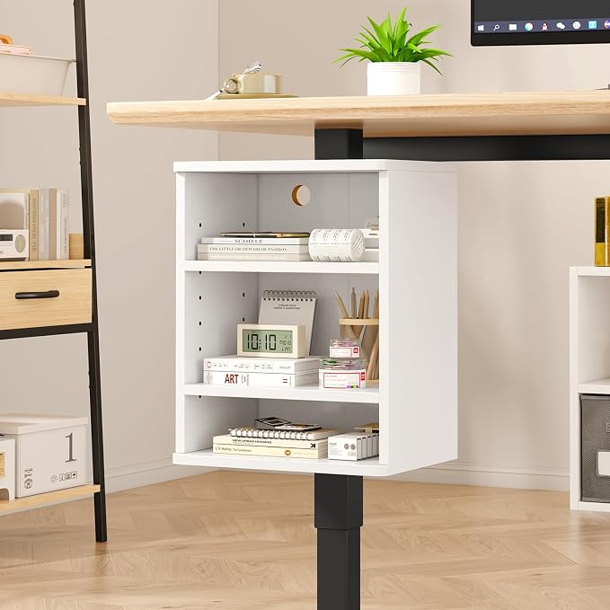 IBUYKE Under Desk Storage Cabinet Clamp on Desk Legs Shelf UTMZ012W | Adjustable Shelf, for Standing Desks Shelf, for Office,Elevating Your Workspace by IBUYKE