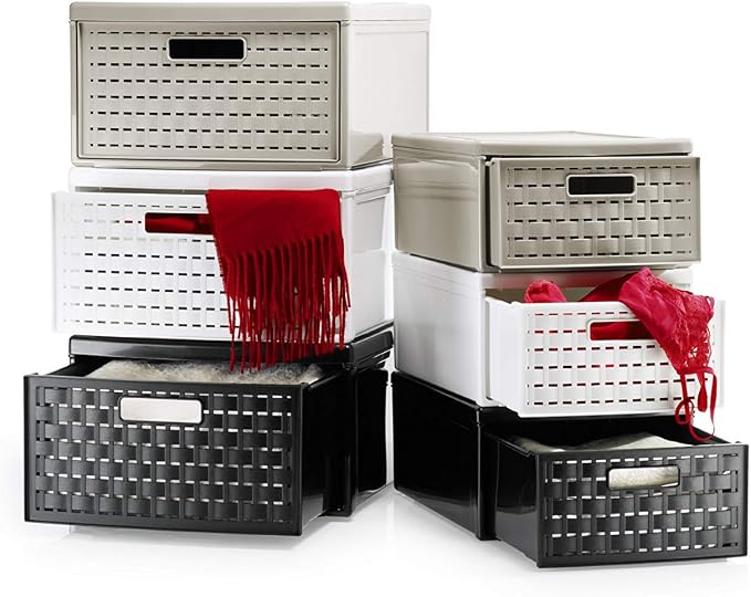 Rotho, Country, Drawer box 19.2 l in rattan-look, Plastic (PP) BPA-free, cappuccino, groß/19,2l (45,0 x 34,0 x 20,0 cm) | Large 45x34x20 cm stackable organizer for bathroom & kitchen, washable BPA-free PP material, made in Switzerland - Image 6