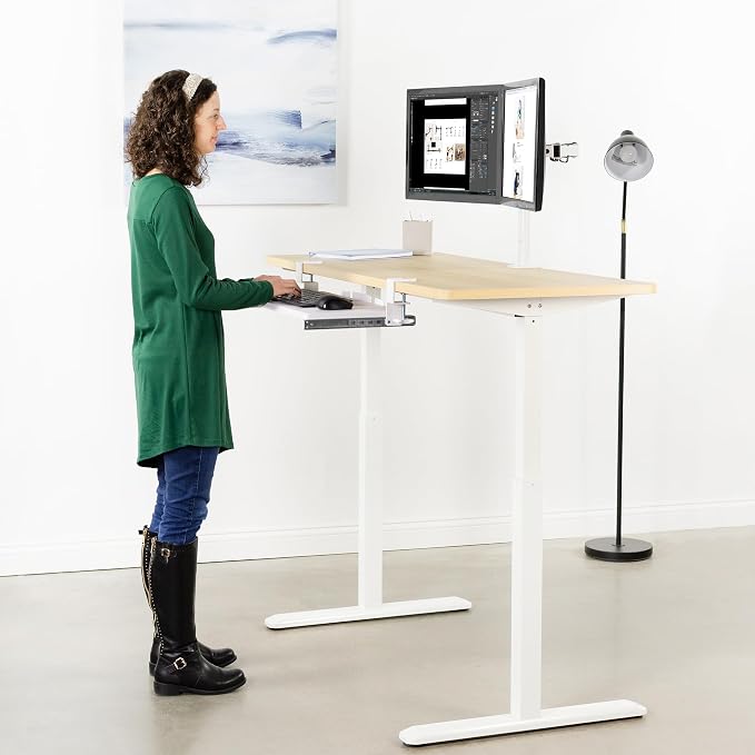 VIVO Large Clamp-on Computer Keyboard and Mouse Under Desk Slider Tray, 27 x 11 inch Pull Out Platform Drawer, White, MOUNT-KB05W | Keyboard Tray for Typing, Slide Out Platform, Extra Sturdy C-Clamp Mount System, Computer Drawer, White Frame - Image 5
