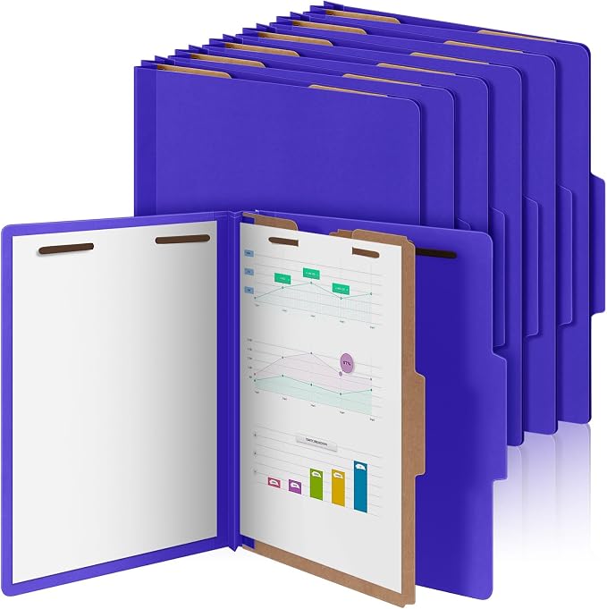 Skyygemm 12 Pcs Classification Folder Letter Size, 1 Divider,Purple | Back to School Supplies, File Organizer with Fastener, Expanding File Organizer Bulk for Office Employee, Staff, Teacher by Skyygemm