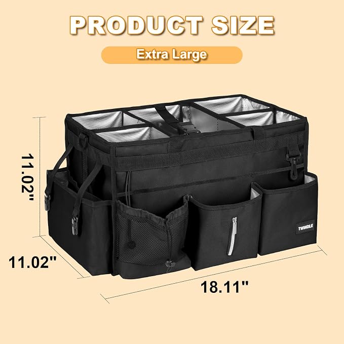 Extra Large Cleaning Caddy Bag with Built-In Support Board, Cleaning Tote Organizer with Removable Divider, Supply Carryall with Adjustable Shoulder Strap and Waist Belt for Cleaners & Housekeeper - Image 6