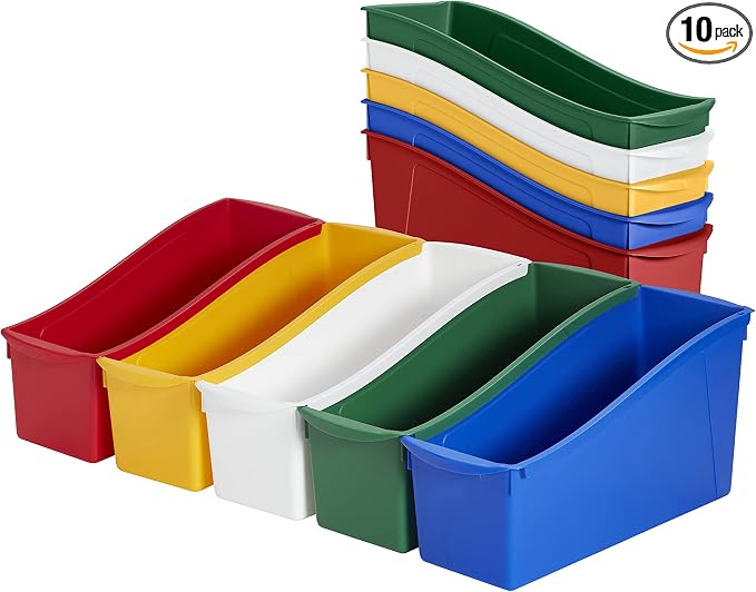ECR4Kids Linking Plastic Storage Book Bin, Multipurpose Organization, Assorted, 10-Piece by ECR4Kids