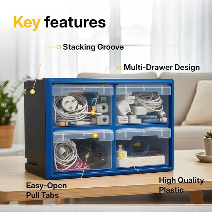 Northsky 4-Drawer Small Parts Cabinet, Stackable, Clear, 14.17 × 7.09 × 9.45 in 4 * Clear - Image 4