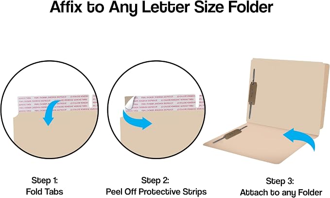 Self Adhesive Dividers for File Folders, Doctor Stuff, Side Hinge Divider with 2" Bonded Fastener on Front and Back at top, 11 pt Manila Stock, Box of 100 - Image 3