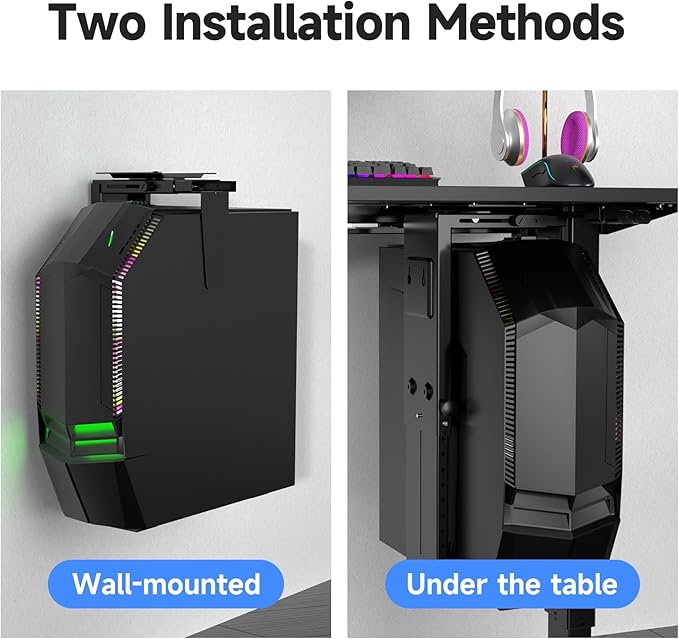 Suptek Adjustable Under Desk and Wall PC Mount,3.74 to 8.26 inch Wide Computer Case CPU Hanger Holder 360 Degree Rotatable Under-Desk PC Hanging Stand Holder Mount (ZJJ001) - Image 2
