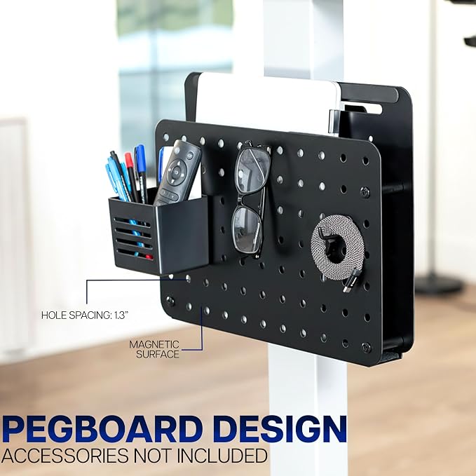 VIVO Steel Clamp-on Desk Leg Laptop Mount Holder, 14 x 11 inch Magnetic Peg Board, Desk Accessory Organizer, Black, Mount-LHS1 - Image 6