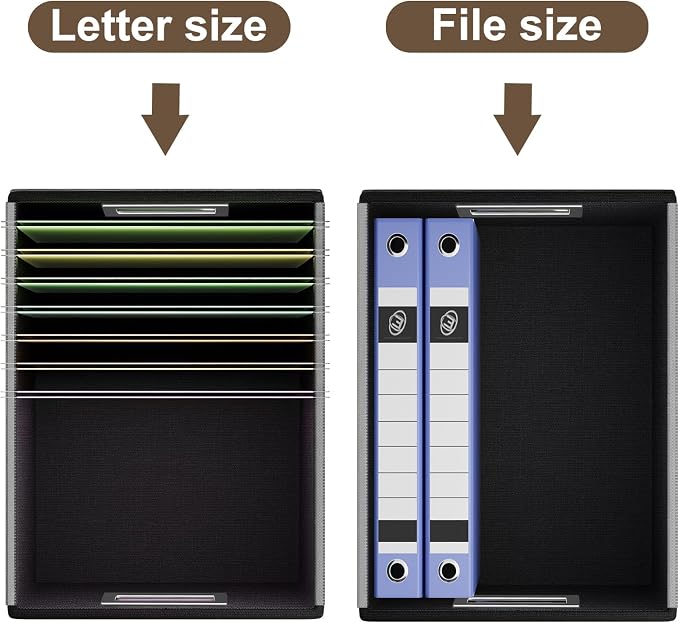 File Organizer Box with Lids, Collapsible File Folder Organizer | File Box with Plastic Slides for Document, Filing Bin for Letter Size Hanging File Folders (2 Pack, Dark Brown, Leather) - Image 4