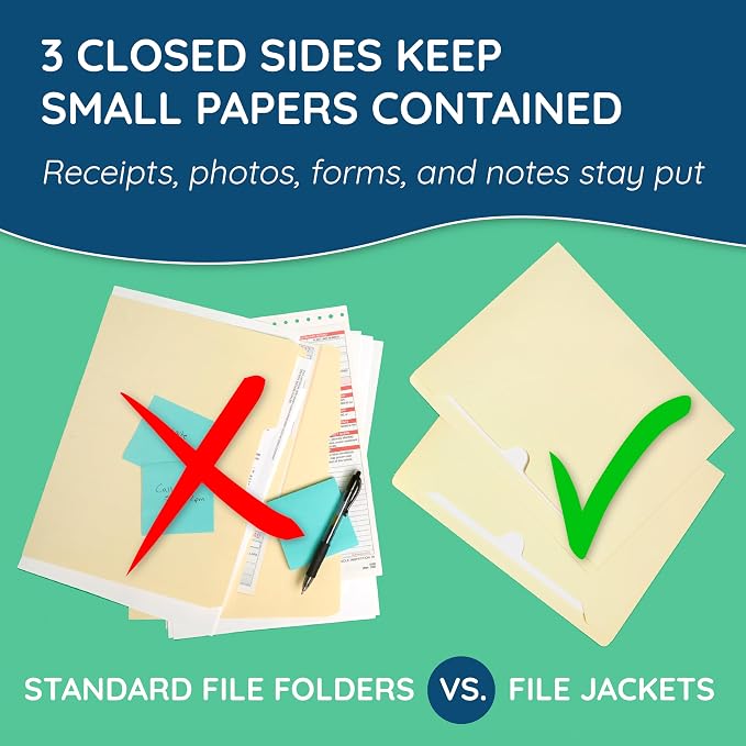 Blue Summit Supplies 100 File Jackets, Letter Size, Manila | Reinforced straight cut tab, 11pt, flat no expansion, for documents, mailing, and hanging file storage - Image 4
