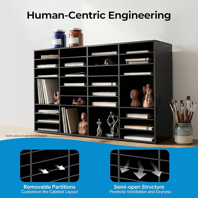 Literature Organizer 36 Slots Desk File Literature Sorter Mailbox Sorter Paper and Mail Organizer Desktop Paper Storage Holder for Home, Office and Classroom (39.4 * 11.8 * 24in, Black) - Image 7