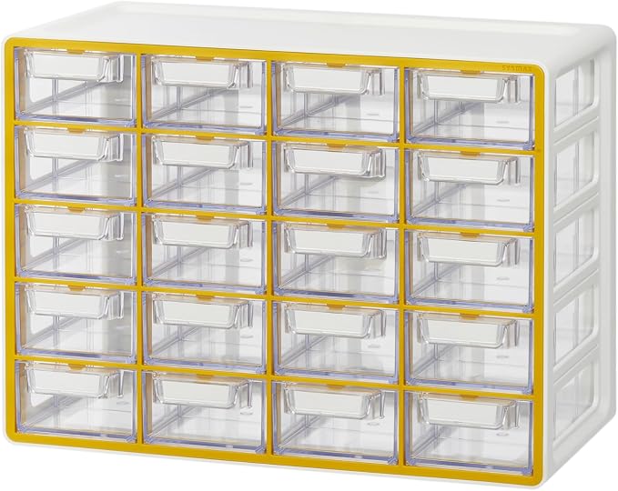 Blue Ginkgo 20-Drawer Storage Cabinet Organizer, Yellow, Made in Korea | Stackable. Adjustable. Easy Visibility. by BLUEGINKGO