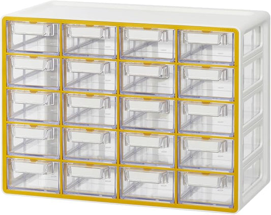 Blue Ginkgo 20-Drawer Storage Cabinet Organizer, Yellow, Made in Korea | Stackable. Adjustable. Easy Visibility. by BLUEGINKGO