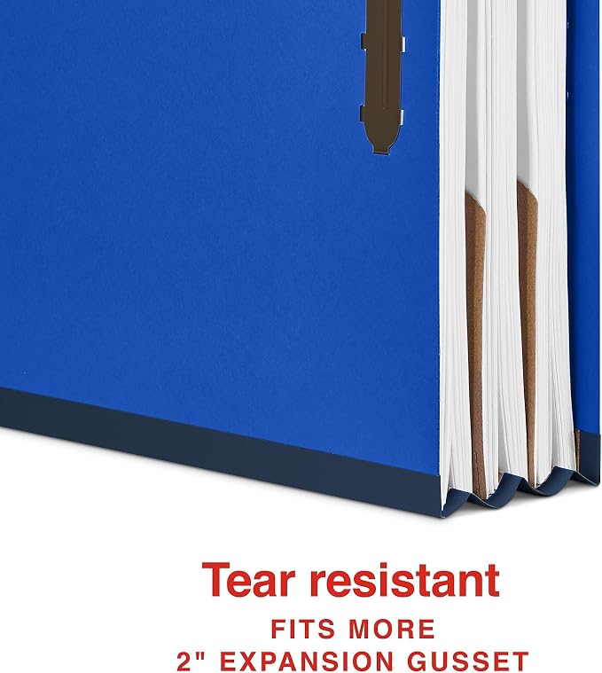 Staples 100% Recycled Heavy‑Duty Classification Folder, Letter Size, 2 Dividers, 2″ Expansion, Dark Blue Pressboard, 10/Box - Image 3