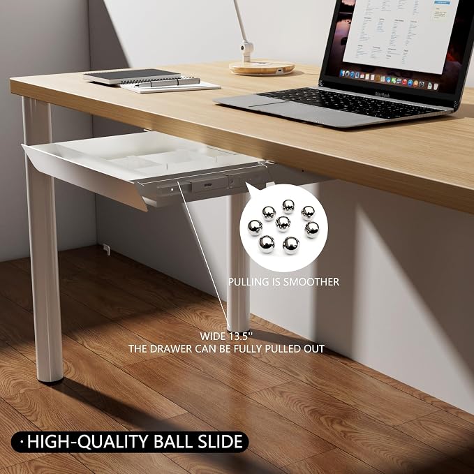 White Under Desk Sliding Pull-out Drawer with Pencil Tray and Slide Storage Tray, 17'' long & 13.5'' deep Large Organizer for Sit Stand Workstation… - Image 5