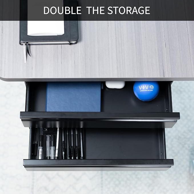 VIVO 16 inch Slide Out Dual Tier Desk Drawer, Under Desk 2 Layer Storage, Black, DESK-DR02 - Image 8