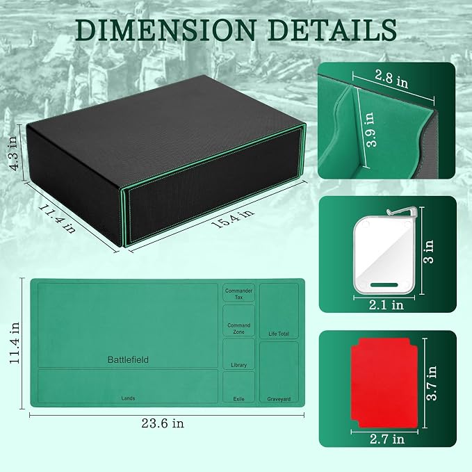 5 Row Trading Card Storage Box, 3800+Bulk Card Organizer Box with 20 Dividers & 5 Supporters, Graded Card Deck Box for YuGiOh, MTG, TCG Black/Green - Image 5