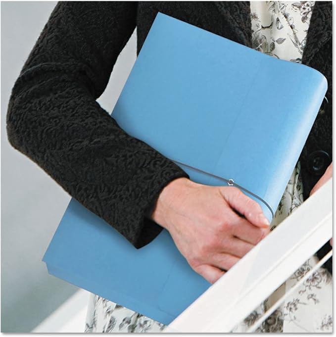 Smead Colored Expanding File Wallet with Flap and Cord Closure, 2" Expansion, Letter Size, Blue, 10 per Box (77203) - Image 4