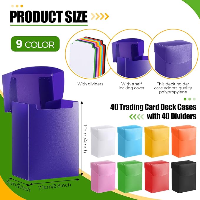 Jerify 80 Pcs Deck Cards Boxes with Dividers, 40 Trading Card Storage Box and 40 Dividers, Plastic Deck Cases Storage Organizer Carrying Case for Games Play Pieces Sports Basketball Football Baseball - Image 2
