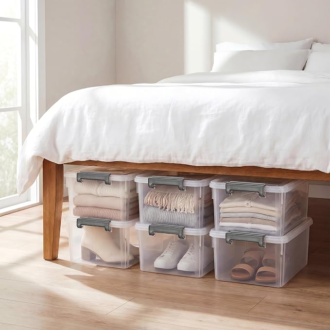 Citylife 17QT Plastic Storage Bins with Lids,5Packs Large Containers | Stackable Box with Locking Latches for Home, Office, Closet & Pantry Organization,Clear - Image 9